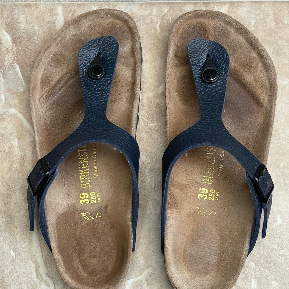 Birkenstock Gizeh Leather, Size 39, Color Blue, excellent used condition